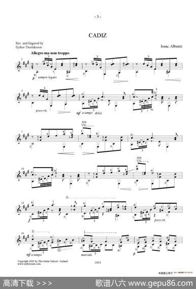 Cadiz（古典吉他）|​伊萨克·阿尔贝尼斯