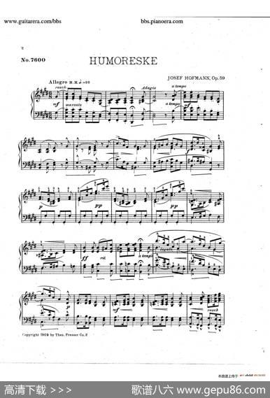 Humoreskeinc-sharpMinorOp.59（升c小调幽默曲）|约瑟夫·卡西马·霍夫曼(JosefCasimirHofmann）