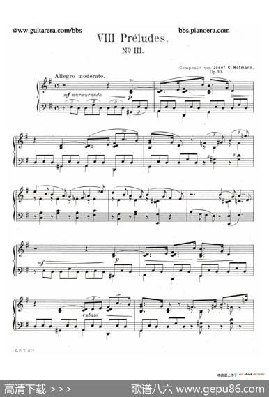 EightPreludesOp.30（8首前奏曲3.G大调）|约瑟夫·卡西马·霍夫曼(JosefCasimirHofmann）