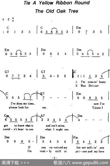 [美]TieAYellowRibbonRoundTheOldOakTree（老橡树上的黄丝带、带和弦）