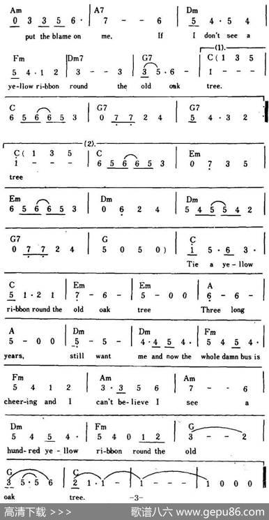 [美]TieAYellowRibbonRoundTheOldOakTree（老橡树上的黄丝带、带和弦）