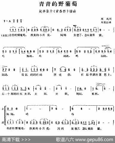 青青的野葡萄（故事影片《青春祭》插曲） - 顾城|刘索拉