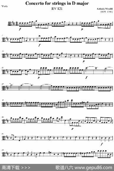 ConcertoforstringsinDMajor（RV121、Viola分谱）|AntonioVivaldi