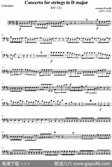ConcertoforstringsinDMajor（RV121、Contrabass分谱）|AntonioVivaldi