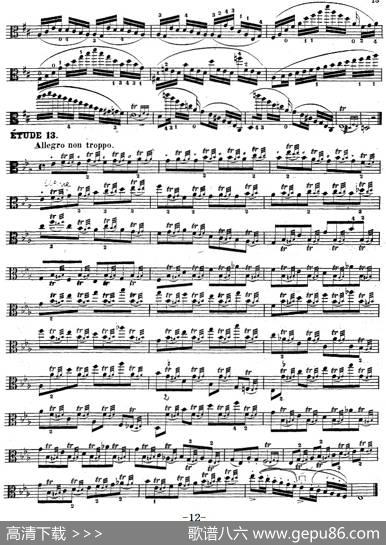 克莱采尔《中提琴练习曲40首》（ETUDE11-13）