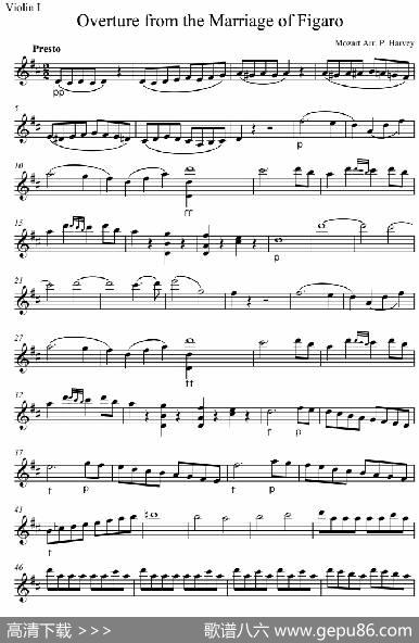 OverturefromtheMarriageofFigaro费加罗的婚礼（ViolinⅠ分谱）|莫扎特