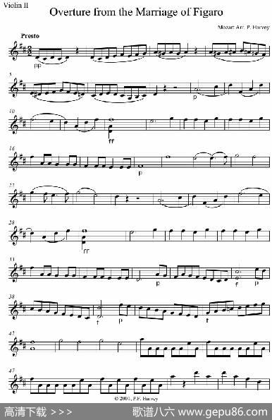 OverturefromtheMarriageofFigaro费加罗的婚礼（ViolinⅡ分谱）|莫扎特
