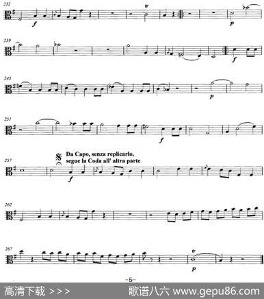Mozart《StringQuartetNo.1inGMajor,K.80》（Viola分谱）