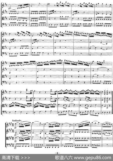 Mozart《QuartetNo.2inDMajor,K.155》（总谱）