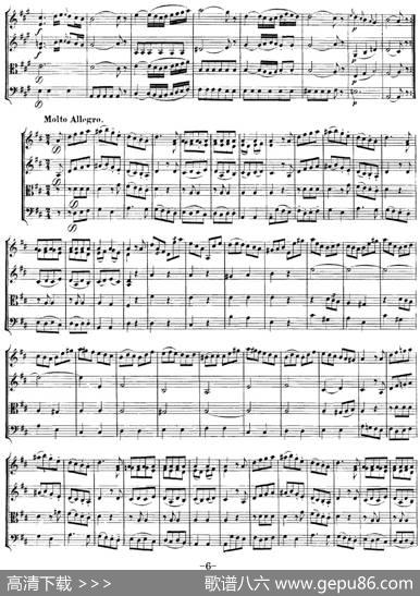 Mozart《QuartetNo.2inDMajor,K.155》（总谱）