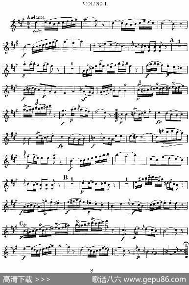 Mozart《QuartetNo.2inDMajor,K.155》（Violin1分谱）