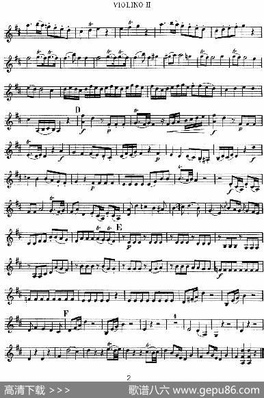 Mozart《QuartetNo.2inDMajor,K.155》（Violin2分谱）