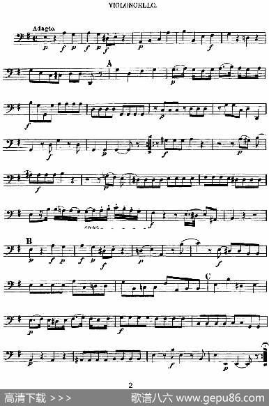 Mozart《QuartetNo.3inGMajor,K.156》（Cello分谱）