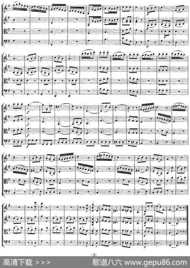 Mozart《QuartetNo.3inGMajor,K.156》（总谱）
