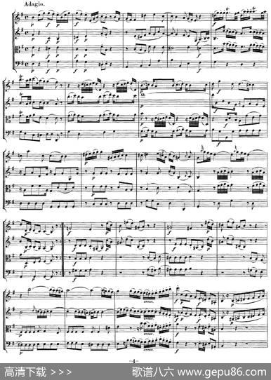 Mozart《QuartetNo.3inGMajor,K.156》（总谱）