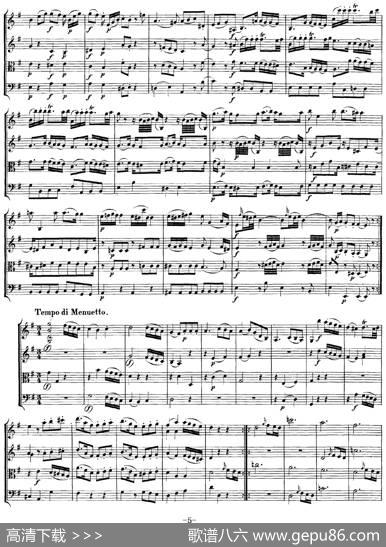 Mozart《QuartetNo.3inGMajor,K.156》（总谱）