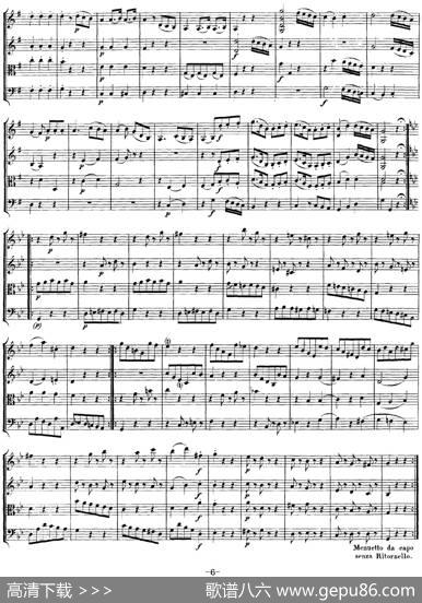 Mozart《QuartetNo.3inGMajor,K.156》（总谱）