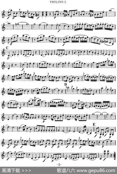 Mozart《QuartetNo.4inCMajor,K.157》（Violin1分谱）