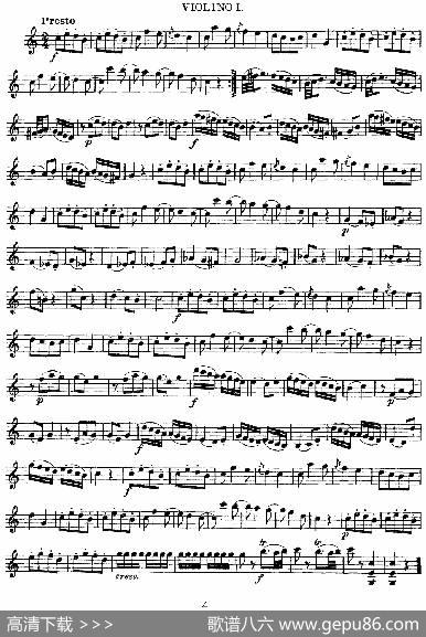 Mozart《QuartetNo.4inCMajor,K.157》（Violin1分谱）