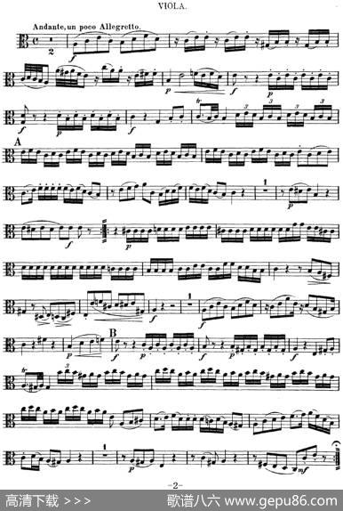 Mozart《QuartetNo.5inFMajor,K.158》（Viola分谱）