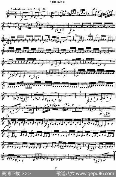 Mozart《QuartetNo.5inFMajor,K.158》（Violin2分谱）