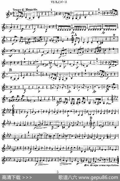 Mozart《QuartetNo.5inFMajor,K.158》（Violin2分谱）