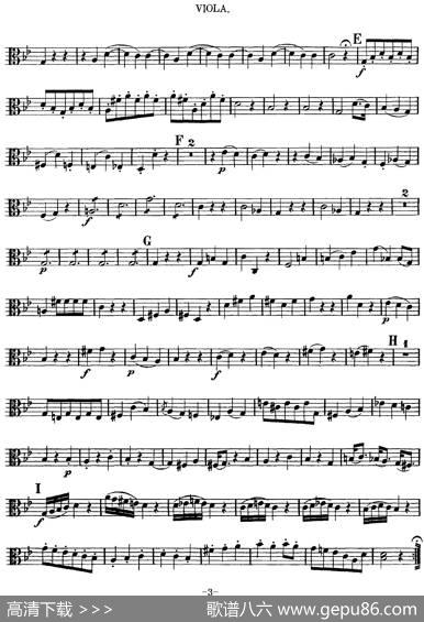 Mozart《QuartetNo.6inBbMajor,K.159》（Viola分谱）