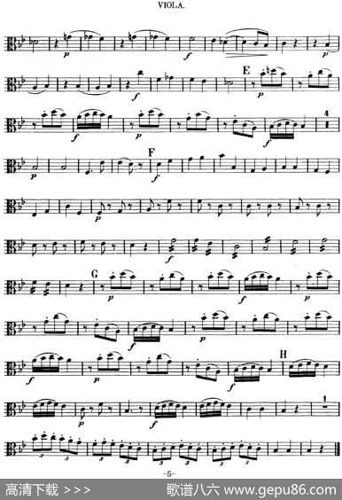 Mozart《QuartetNo.6inBbMajor,K.159》（Viola分谱）