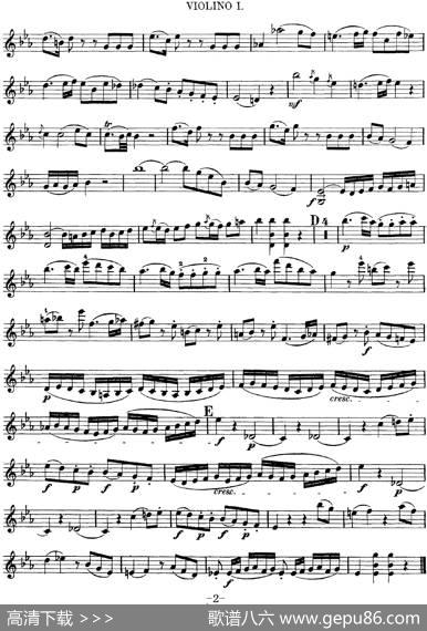 Mozart《QuartetNo.7inEbMajor,K.160》（Violin1分谱）