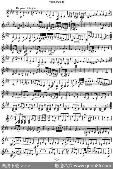 Mozart《QuartetNo.7inEbMajor,K.160》（Violin2分谱）