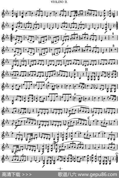 Mozart《QuartetNo.7inEbMajor,K.160》（Violin2分谱）