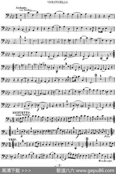 Mozart《QuartetNo.8inFMajor,K.168》（Cello分谱）