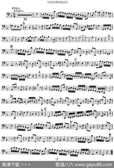 Mozart《QuartetNo.8inFMajor,K.168》（Cello分谱）