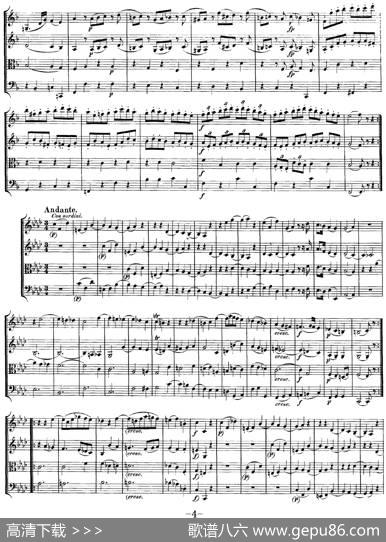 Mozart《QuartetNo.8inFMajor,K.168》（总谱）
