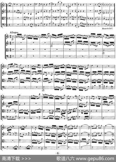 Mozart《QuartetNo.8inFMajor,K.168》（总谱）