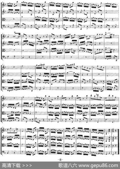 Mozart《QuartetNo.8inFMajor,K.168》（总谱）