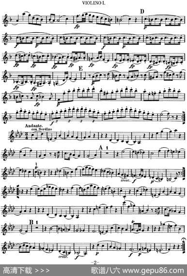 Mozart《QuartetNo.8inFMajor,K.168》（Violin1分谱）