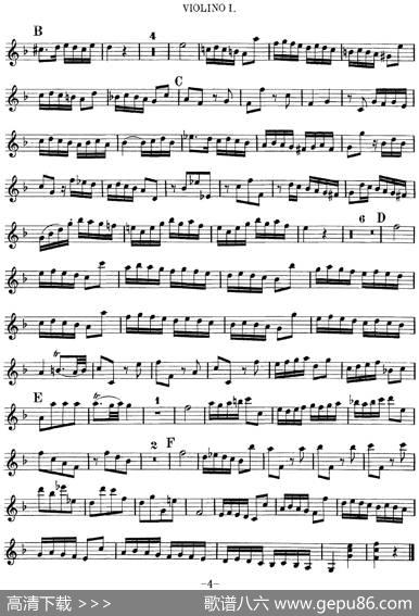Mozart《QuartetNo.8inFMajor,K.168》（Violin1分谱）
