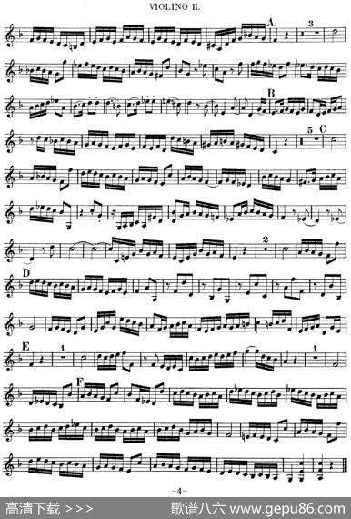 Mozart《QuartetNo.8inFMajor,K.168》（Violin2分谱）