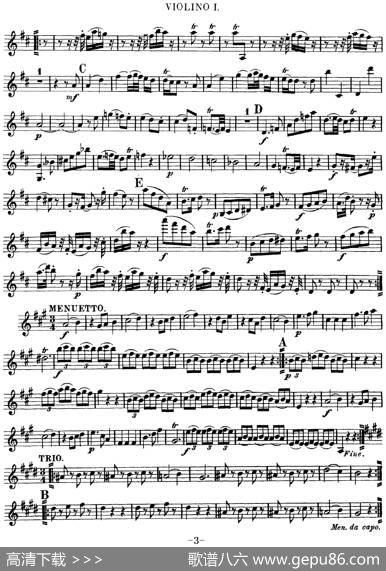 Mozart《QuartetNo.9inAMajor,K.169》（Violin1分谱）