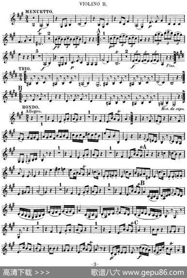 Mozart《QuartetNo.9inAMajor,K.169》（Violin2分谱）