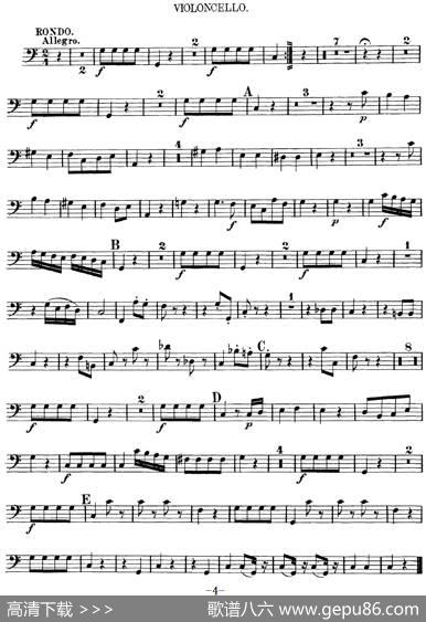 Mozart《QuartetNo.10inCMajor,K.170》（Cello分谱）
