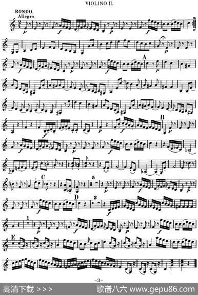 Mozart《QuartetNo.10inCMajor,K.170》（Violin2分谱）