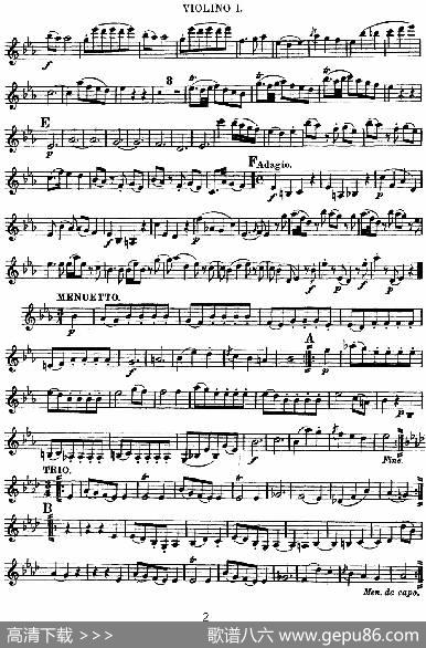 Mozart《QuartetNo.11inEbMajor,K.171》（Violin1分谱）
