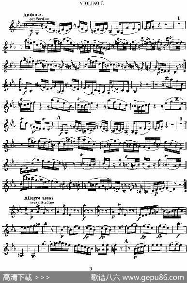 Mozart《QuartetNo.11inEbMajor,K.171》（Violin1分谱）