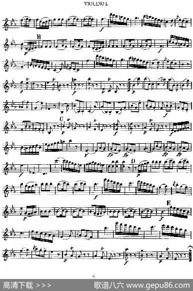 Mozart《QuartetNo.11inEbMajor,K.171》（Violin1分谱）