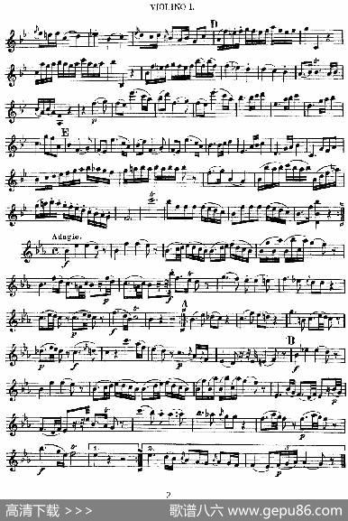Mozart《QuartetNo.12inBbMajor,K.172》（Violin1分谱）
