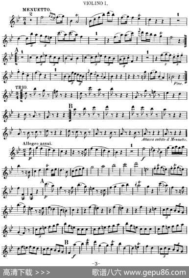 Mozart《QuartetNo.12inBbMajor,K.172》（Violin1分谱）