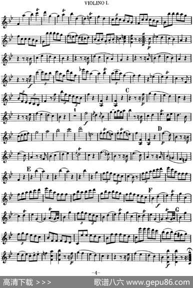 Mozart《QuartetNo.12inBbMajor,K.172》（Violin1分谱）