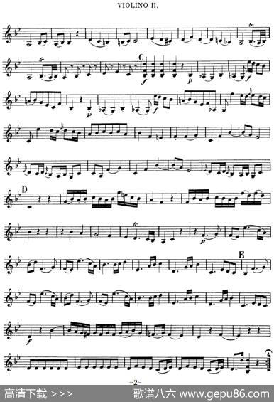 Mozart《QuartetNo.12inBbMajor,K.172》（Violin2分谱）